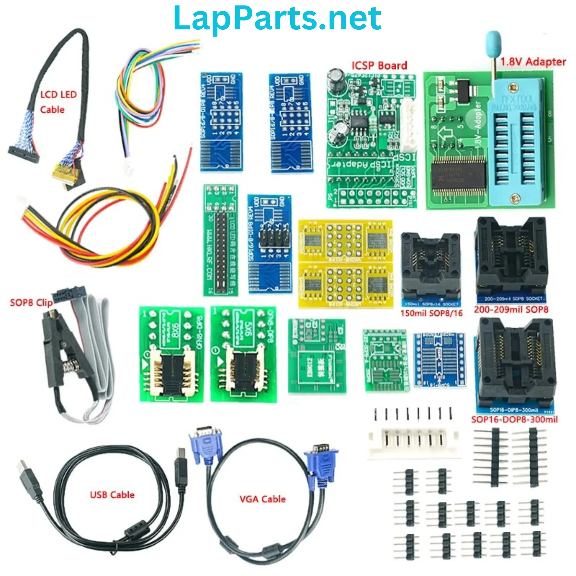 RT809F Serial ISP Programmer with 16 Adapters Bios Universal Programmer