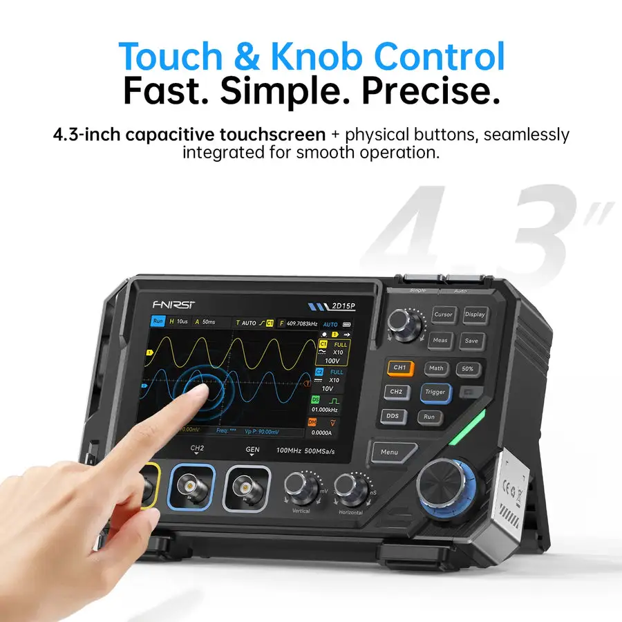 FNIRSI 2D15P 3-in-1 Digital Multimeter Oscilloscope Signal Generator 2Channel 100MHz 20000 Counts Auto Range Voltage/Current